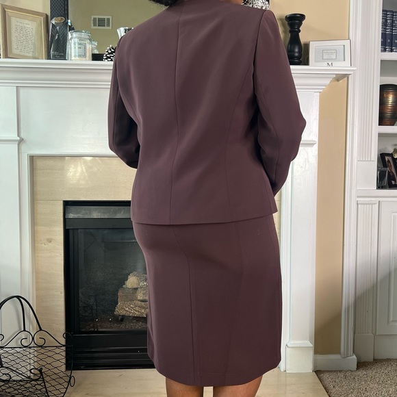 Kasper Chocolate Brown & Nude 3PC Skirt Suit, 14 - Picture 3 of 10